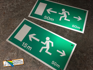 Honingraad reflecterende vluchtroute borden